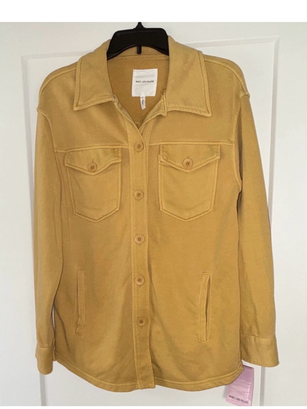 Avec Les Filles Mustard Yellow Button-Front Jean Jacket, Size S